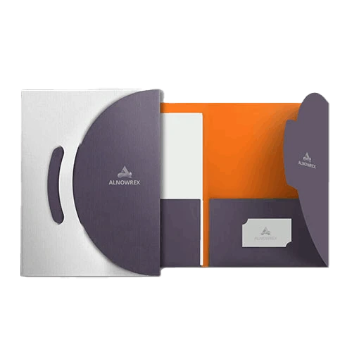 Custom Tri-Panel Presentation Folders with custom lock and both side pantone (PMS) colour printing