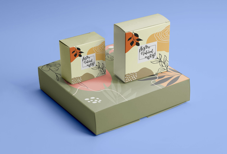  Colorful printed tuck box for beauty care products with soft touch lamination